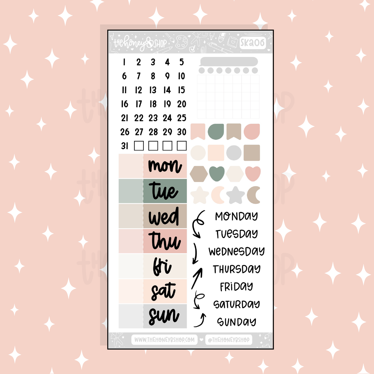 Fresh Start Days of the Week Doodle Sticker | A La Carte