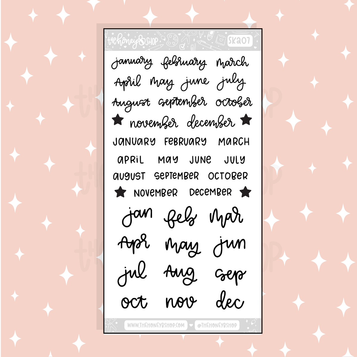 Months of the Year Lettering Doodle Sticker | A La Carte