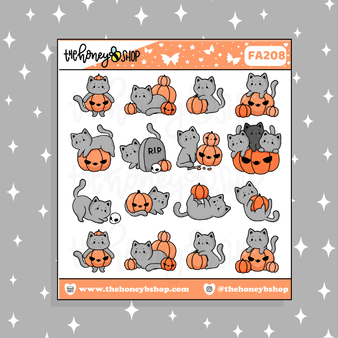 Pumpkin Kitties Doodle Sticker