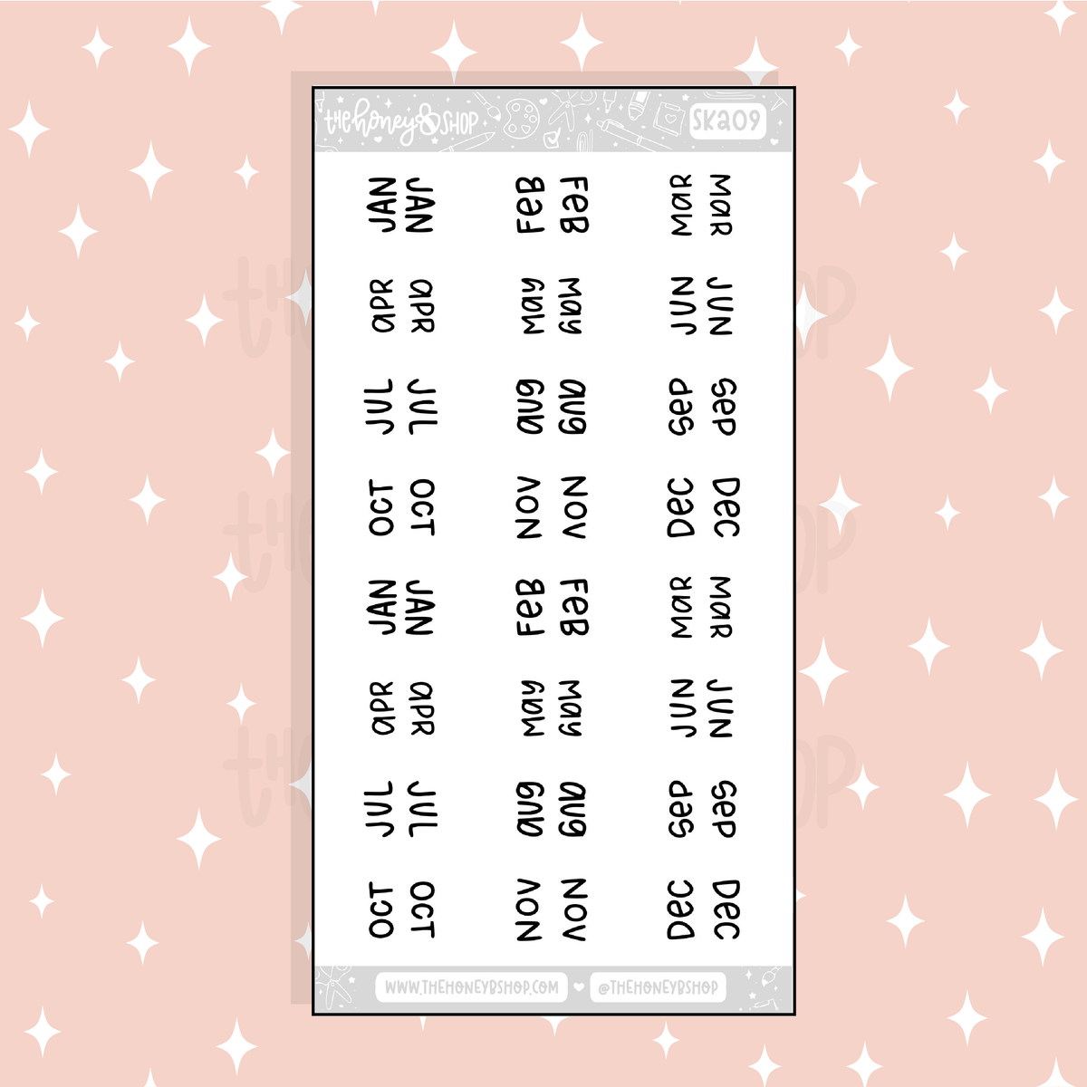 Fresh Start Monthly Tabs Lettering Doodle Sticker | A La Carte
