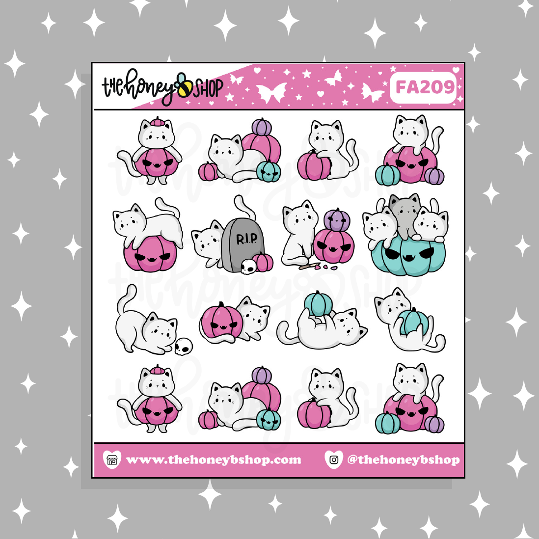 Pastel Pumpkin Kitties Doodle Sticker