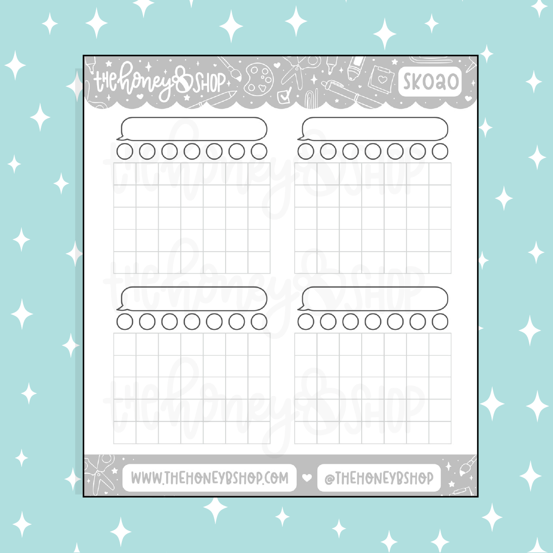 Monthly Trackers Doodle Sticker | Choose Your Color Option!