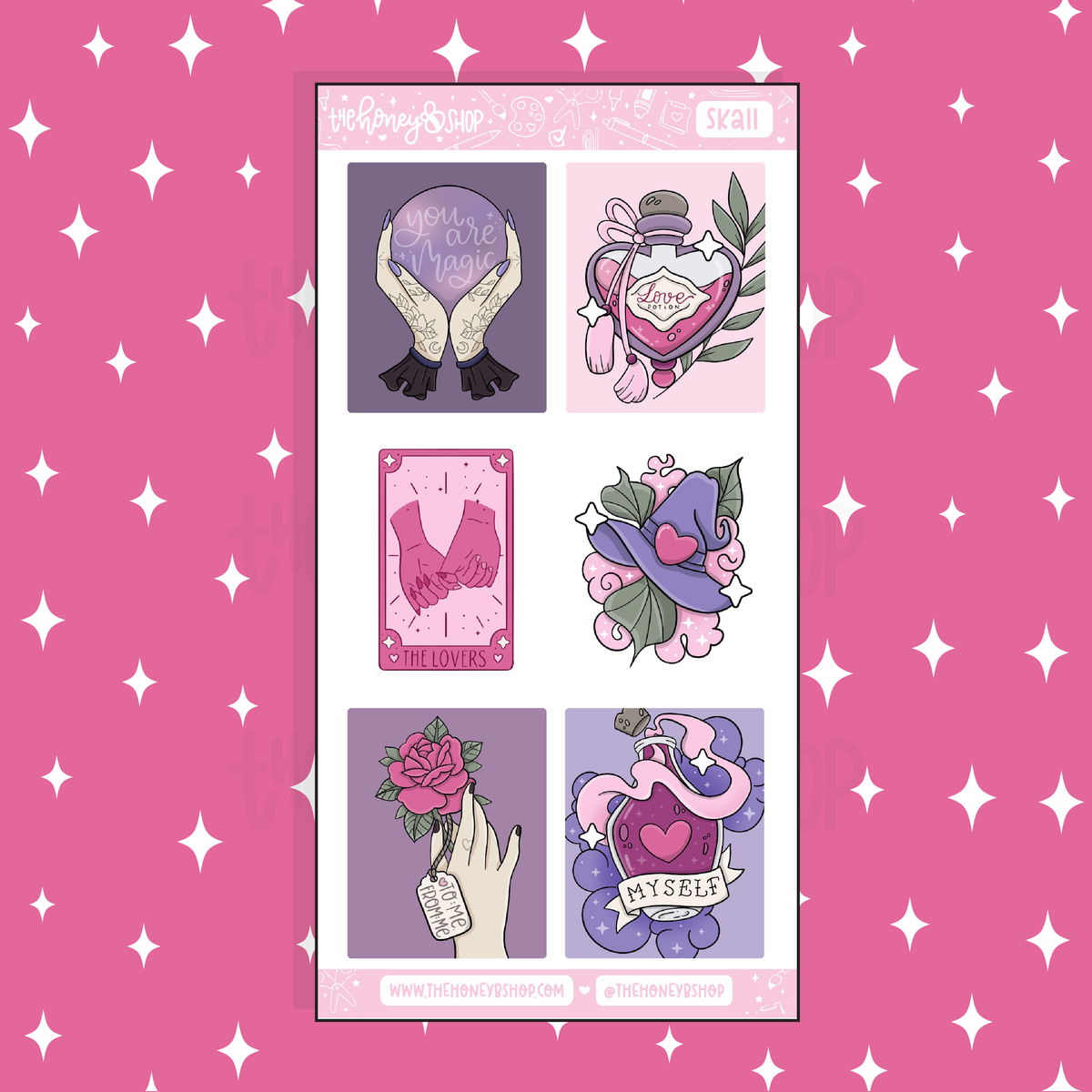 Love Spell Full Boxes Doodle Sticker | A La Carte | Choose your Skin Tone