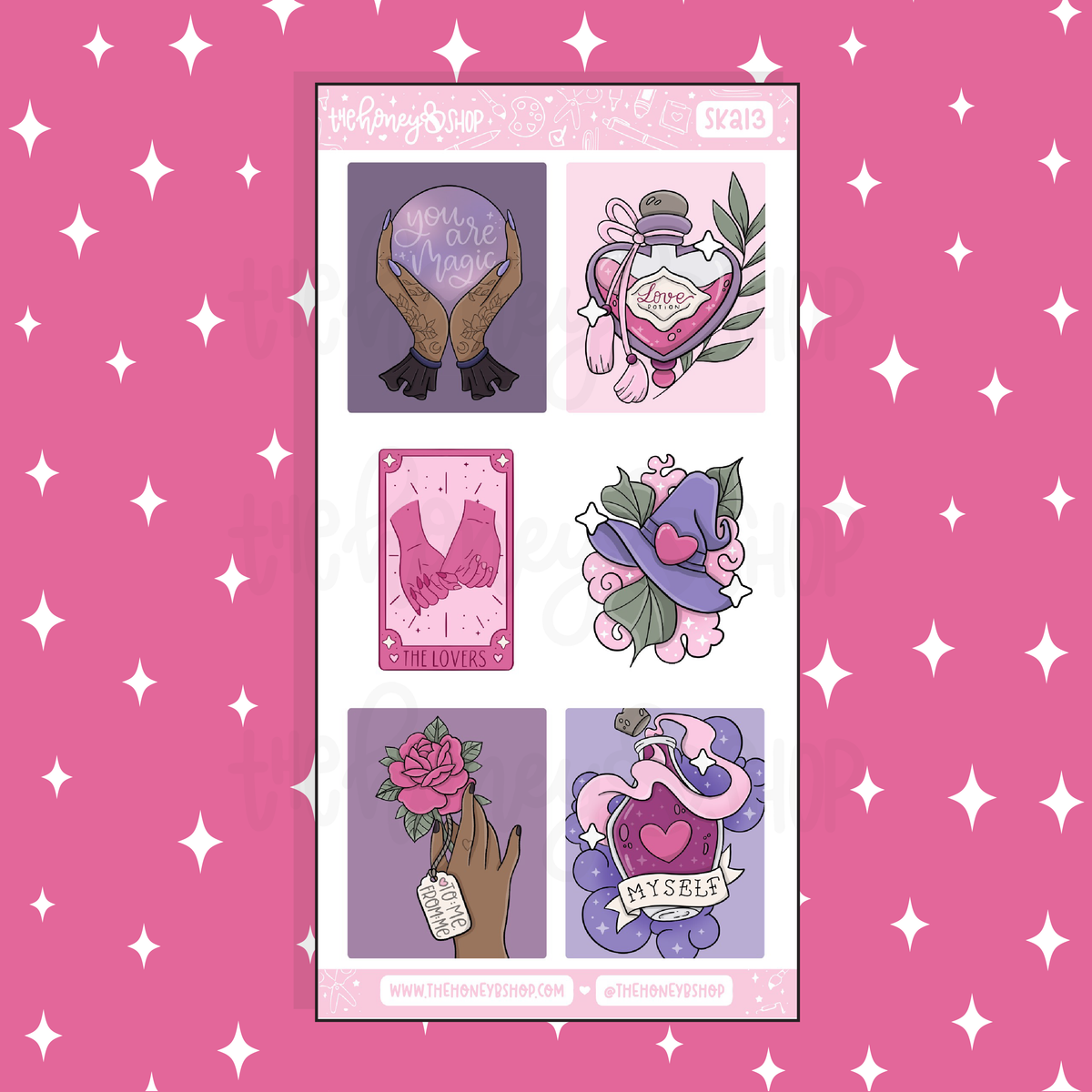 Love Spell Full Boxes Doodle Sticker | A La Carte | Choose your Skin Tone