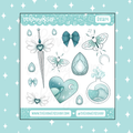 Aquamarine Deco Doodle Sticker