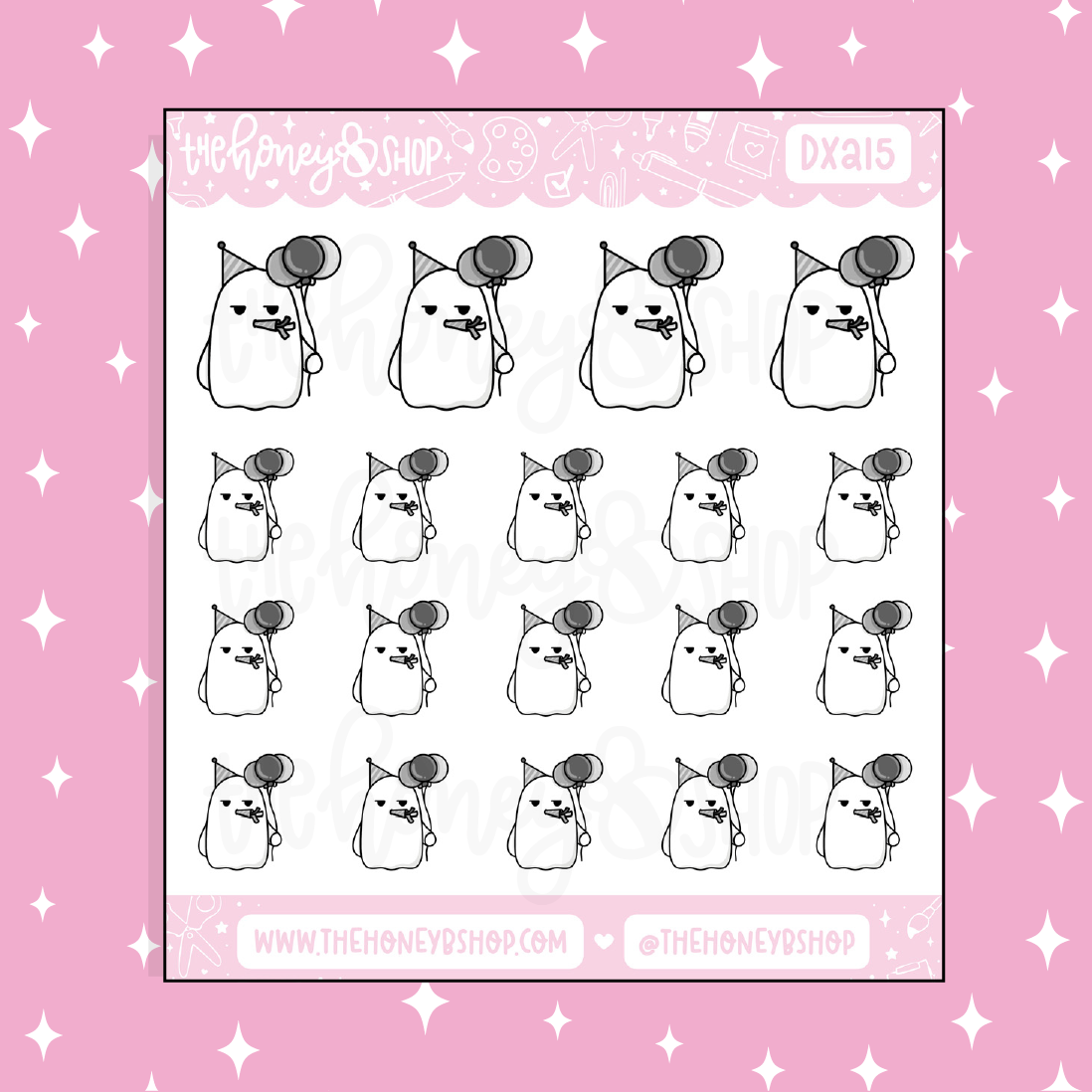 Bummer Birthday Ghostie Doodle Sticker – TheHoneyBShop