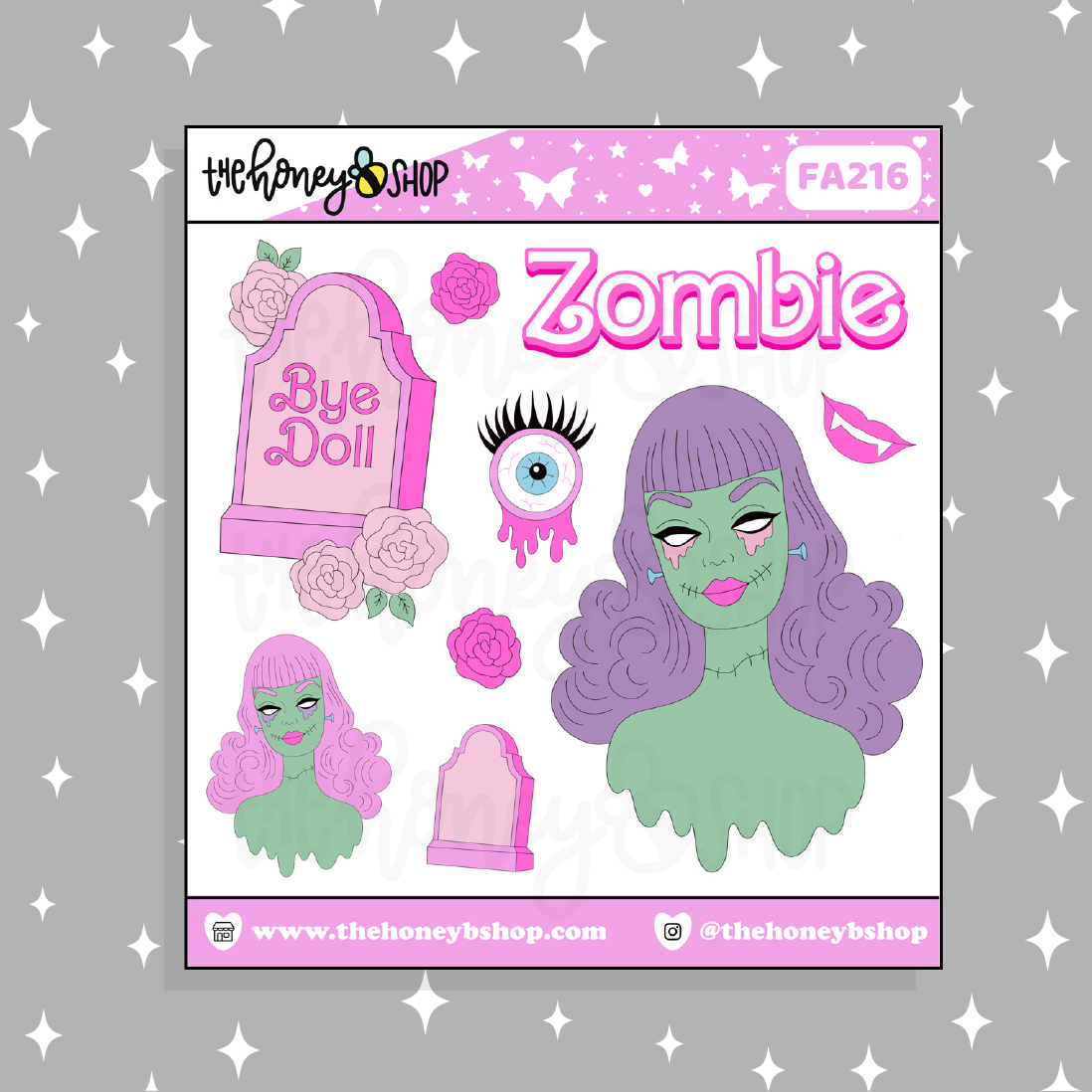 Doodle de decoración de muñeca zombie Pegatina