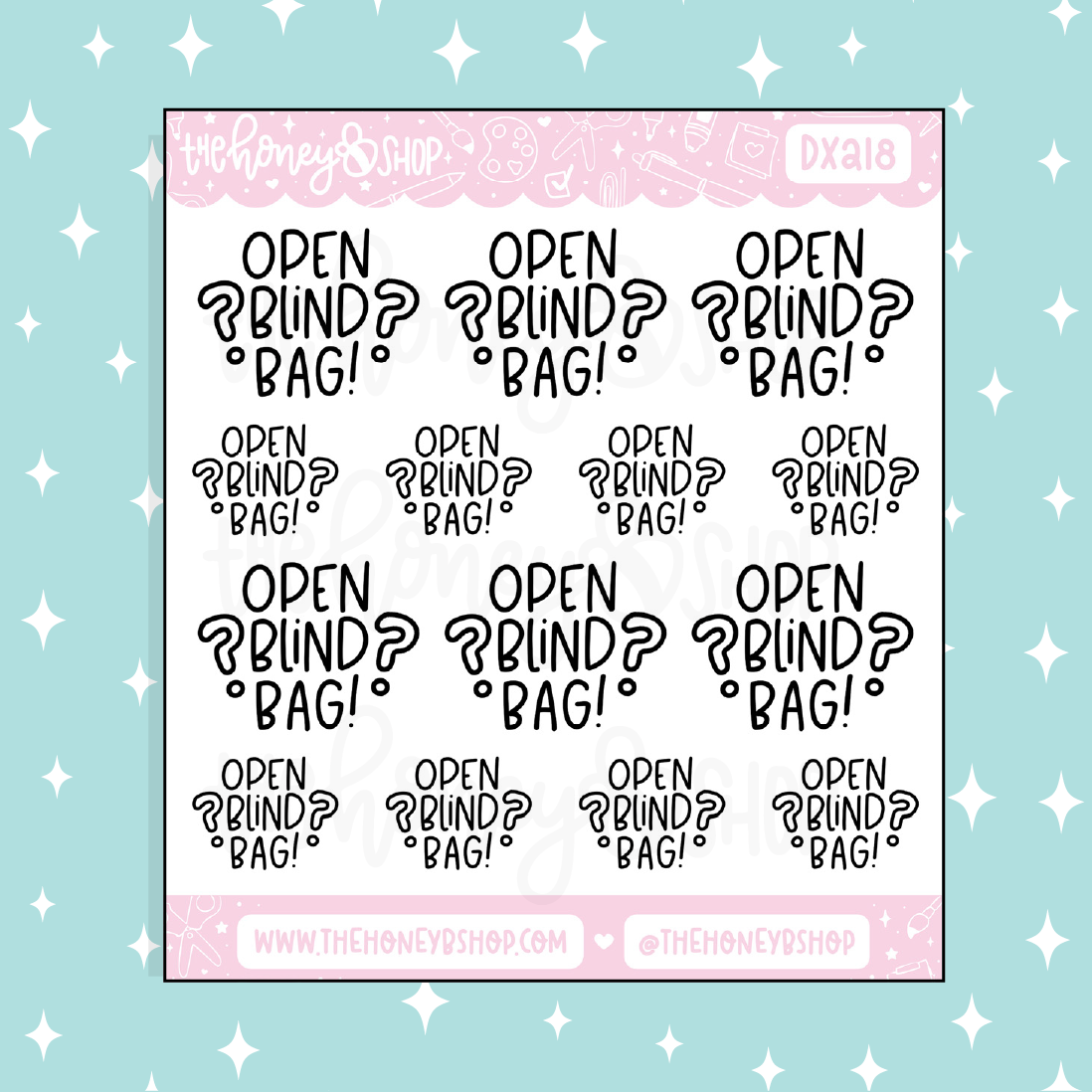 Bag Lettering Open Blind Bag Lettering Doodle Sticker – TheHoneyBShop