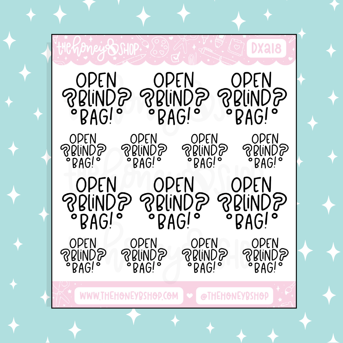 Open Blind Bag Lettering Doodle Sticker