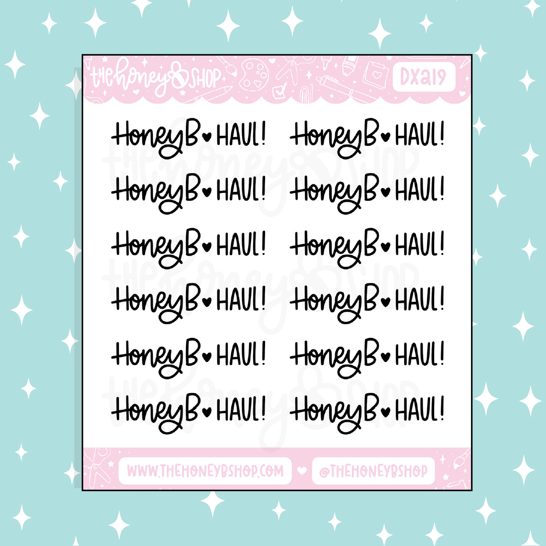 Honey B Haul Lettering Doodle Sticker