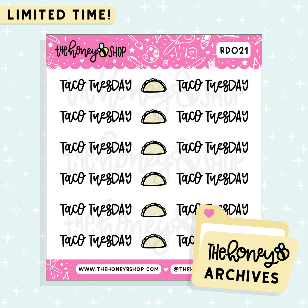 Taco Tuesday Doodle Sticker Sheet | TheHoneyB Archive