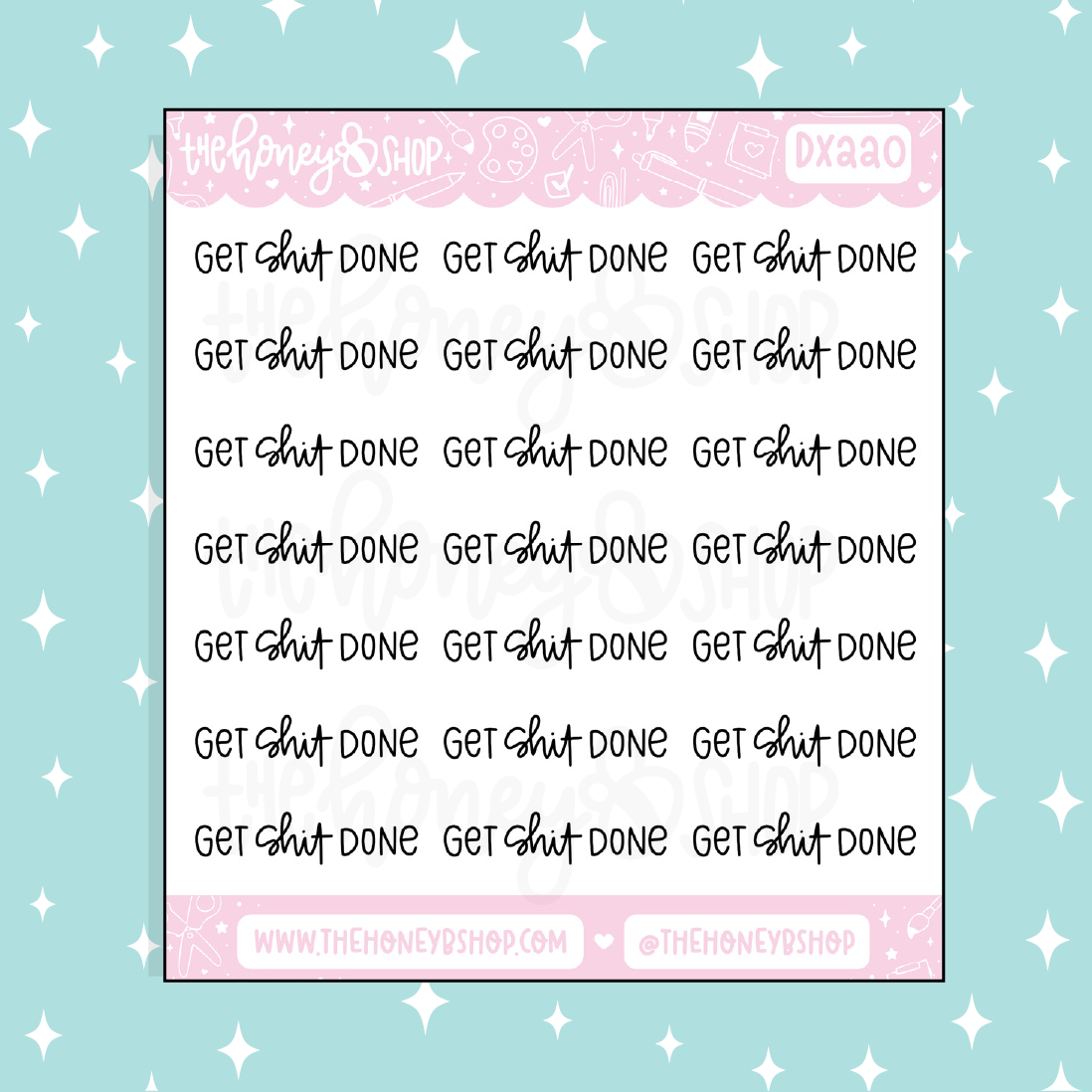GSD Get Shit Done Lettering Doodle Sticker