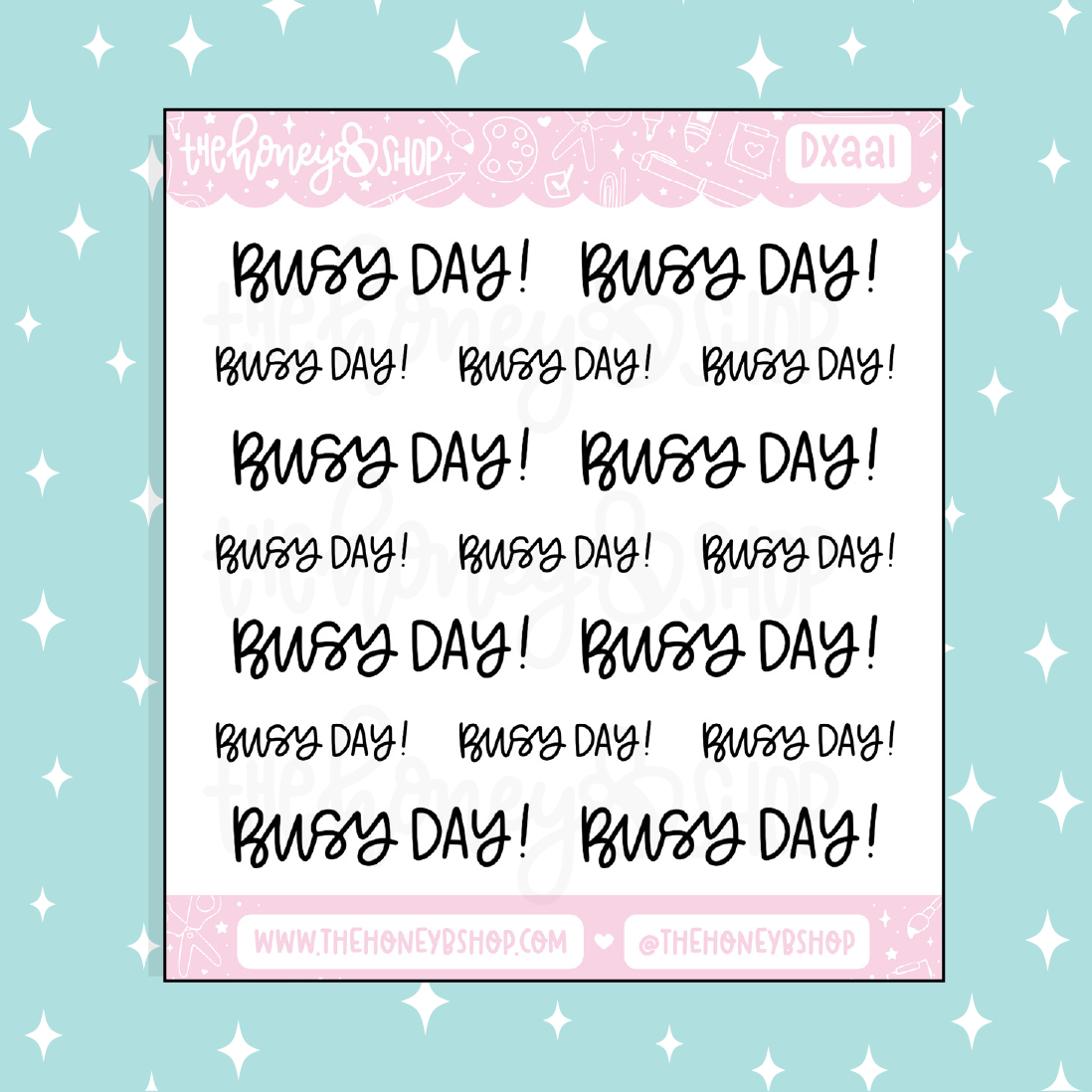Busy Day Lettering Doodle Sticker