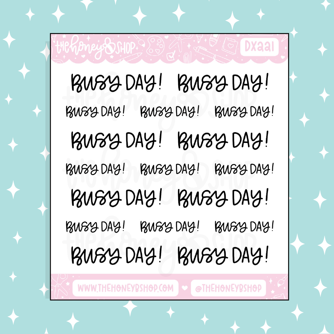 Busy Day Lettering Doodle Sticker – TheHoneyBShop