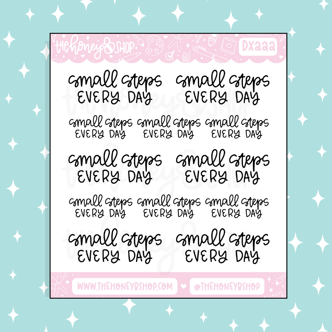 Small Steps Every Day Lettering Doodle Sticker