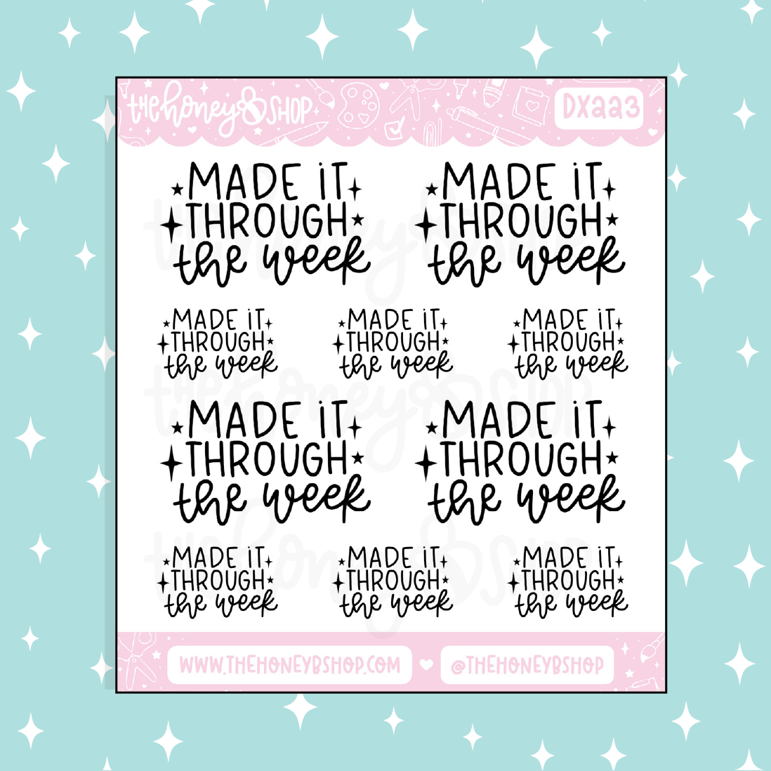 Made It Through The Week Lettering Doodle Sticker