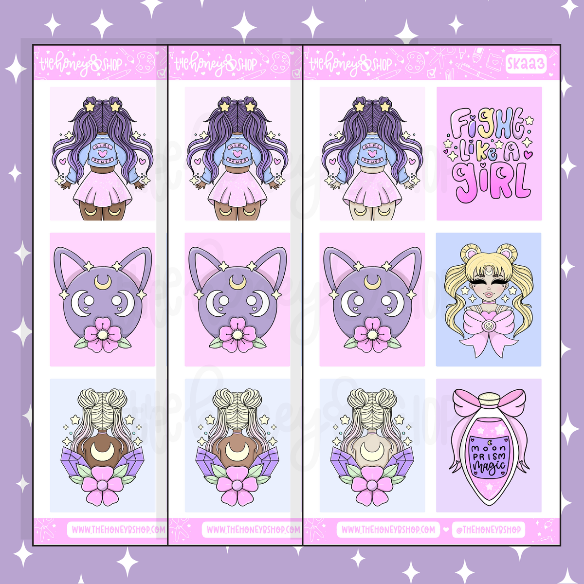 Fight Like A Girl 2.0 Full Boxes Doodle Sticker | A La Carte | Choose your Skin Tone