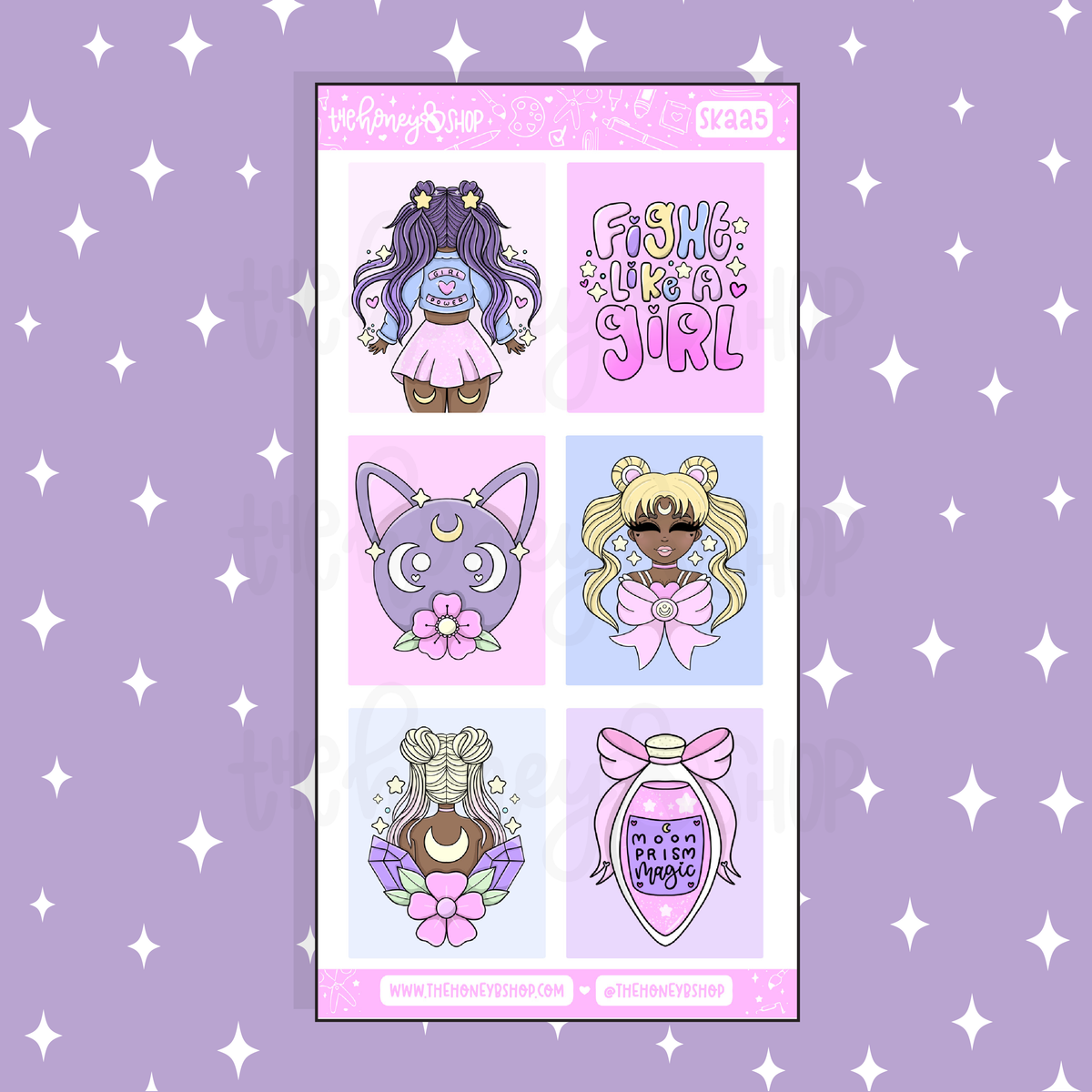 Fight Like A Girl 2.0 Full Boxes Doodle Sticker | A La Carte | Choose your Skin Tone