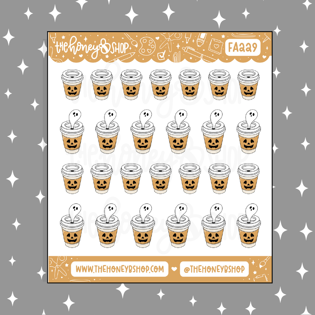 Spooky Pumpkin Cups Doodle Sticker