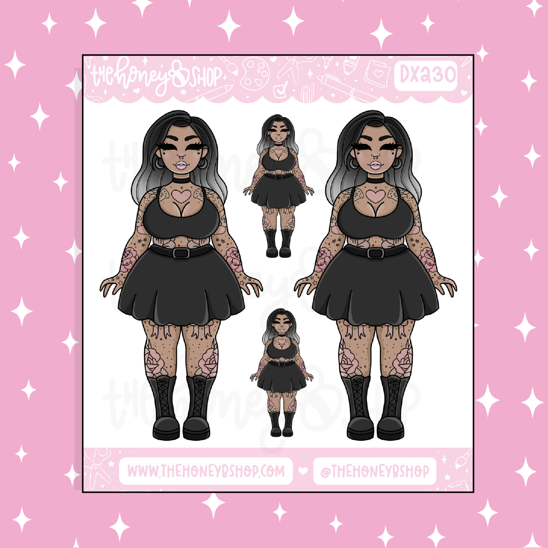 Tattoo Babe Doodle Sticker | Choose your Skin Tone!