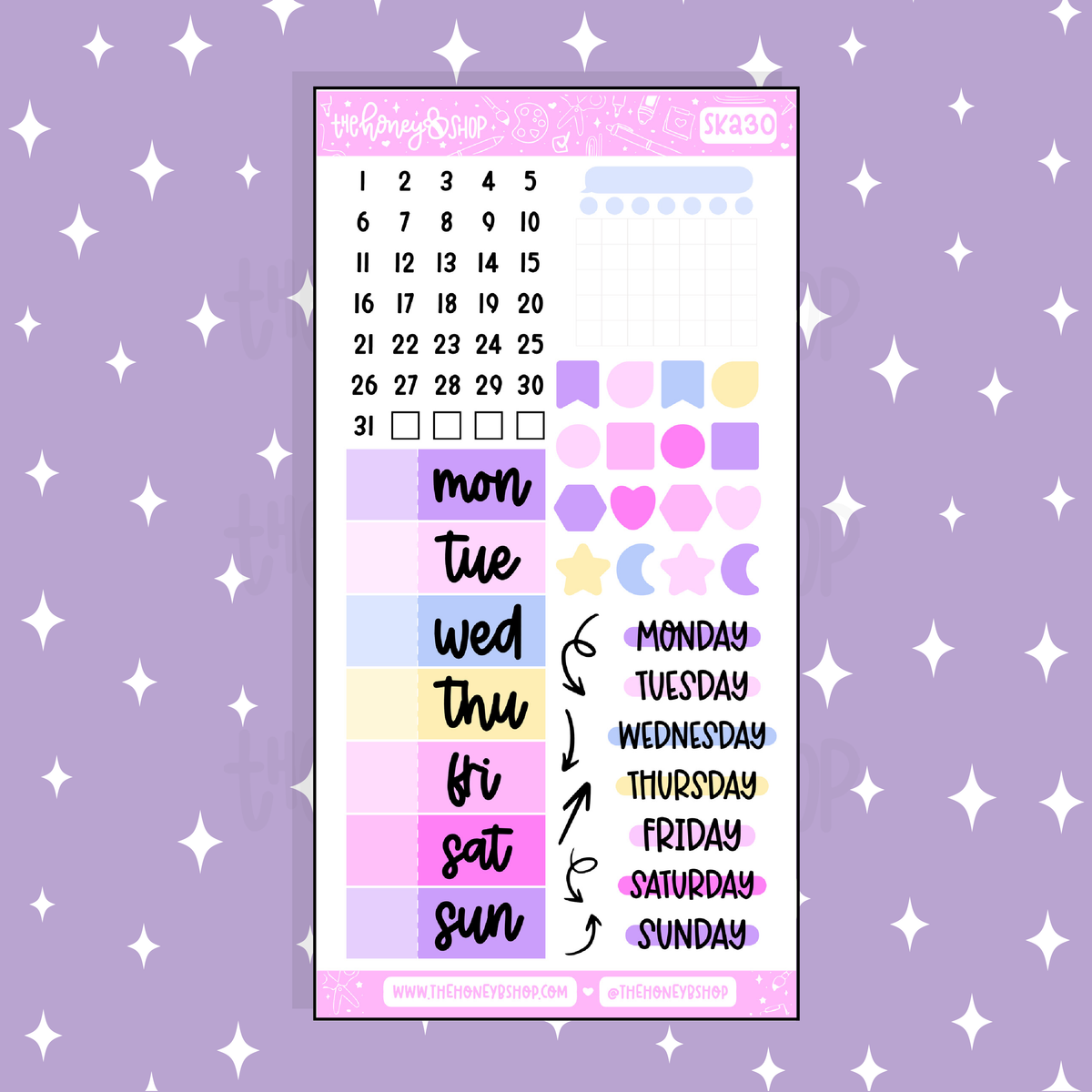 Fight Like A Girl 2.0 Days of the Week Doodle Sticker | A La Carte
