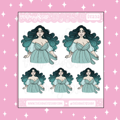 Aqua Star of the Show Babe Doodle Sticker | Choose your Skin Tone!