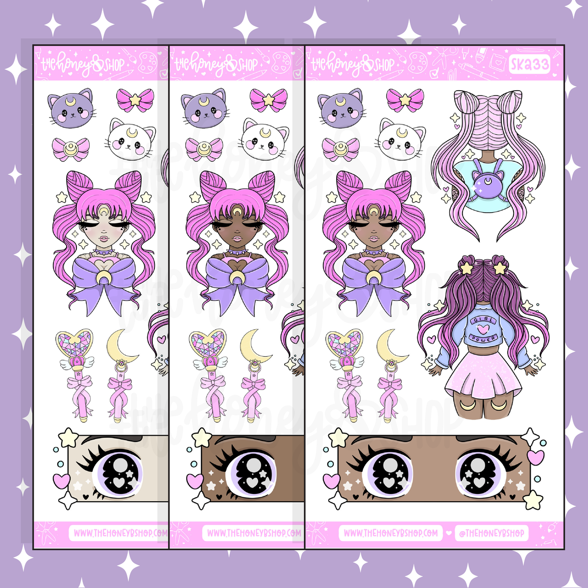 Fight Like A Girl 2.0 Large Babe Deco Doodle Sticker | A La Carte | Choose your Skin Tone!
