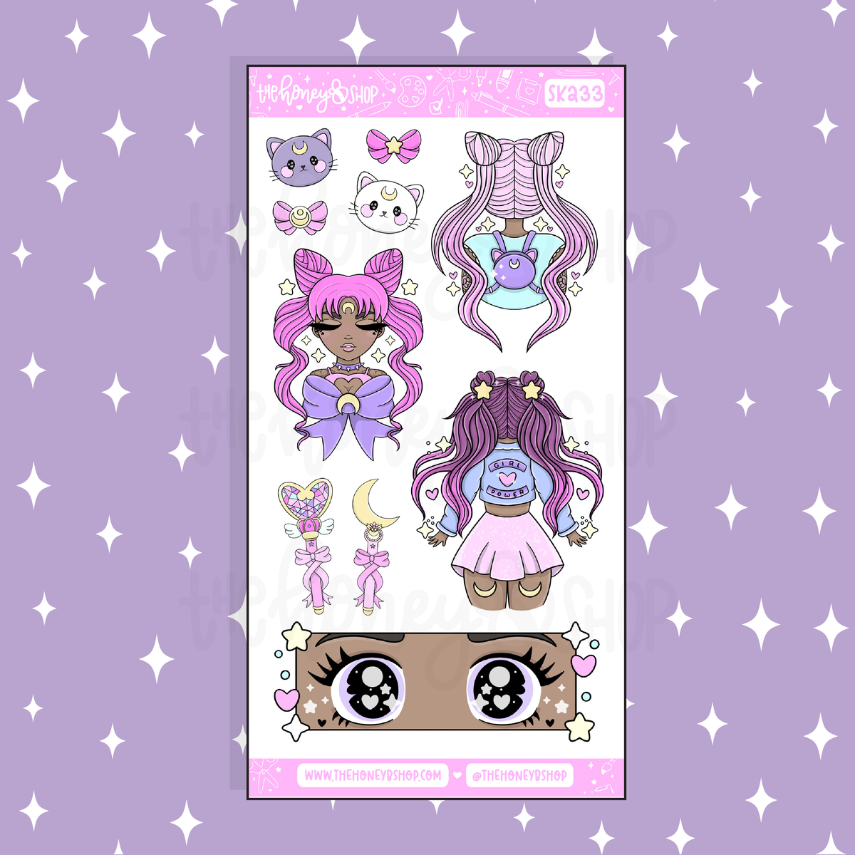 Fight Like A Girl 2.0 Large Babe Deco Doodle Sticker | A La Carte | Choose your Skin Tone!