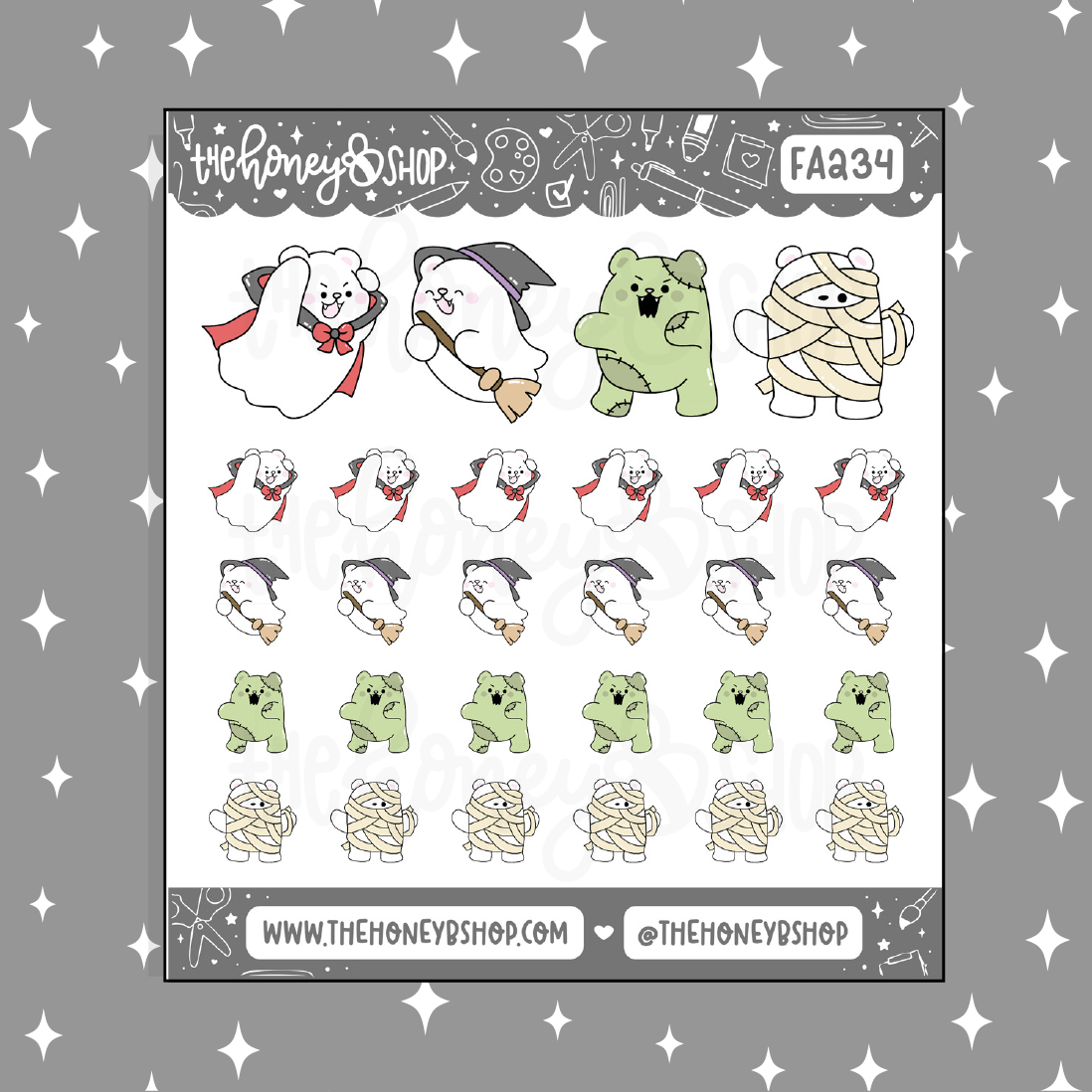 Halloween Bears Doodle Sticker