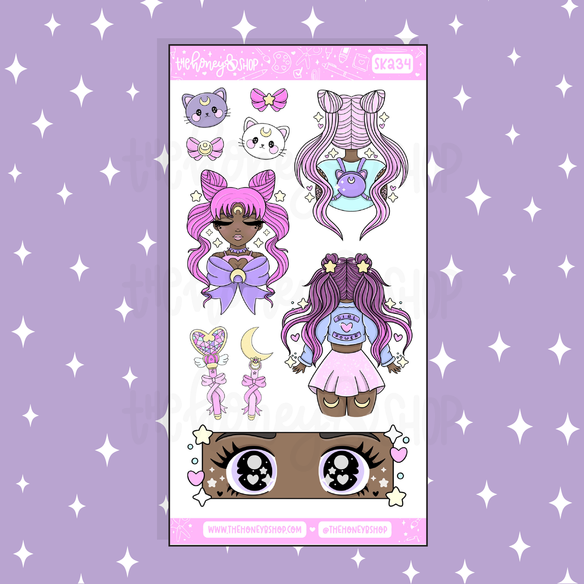Fight Like A Girl 2.0 Large Babe Deco Doodle Sticker | A La Carte | Choose your Skin Tone!