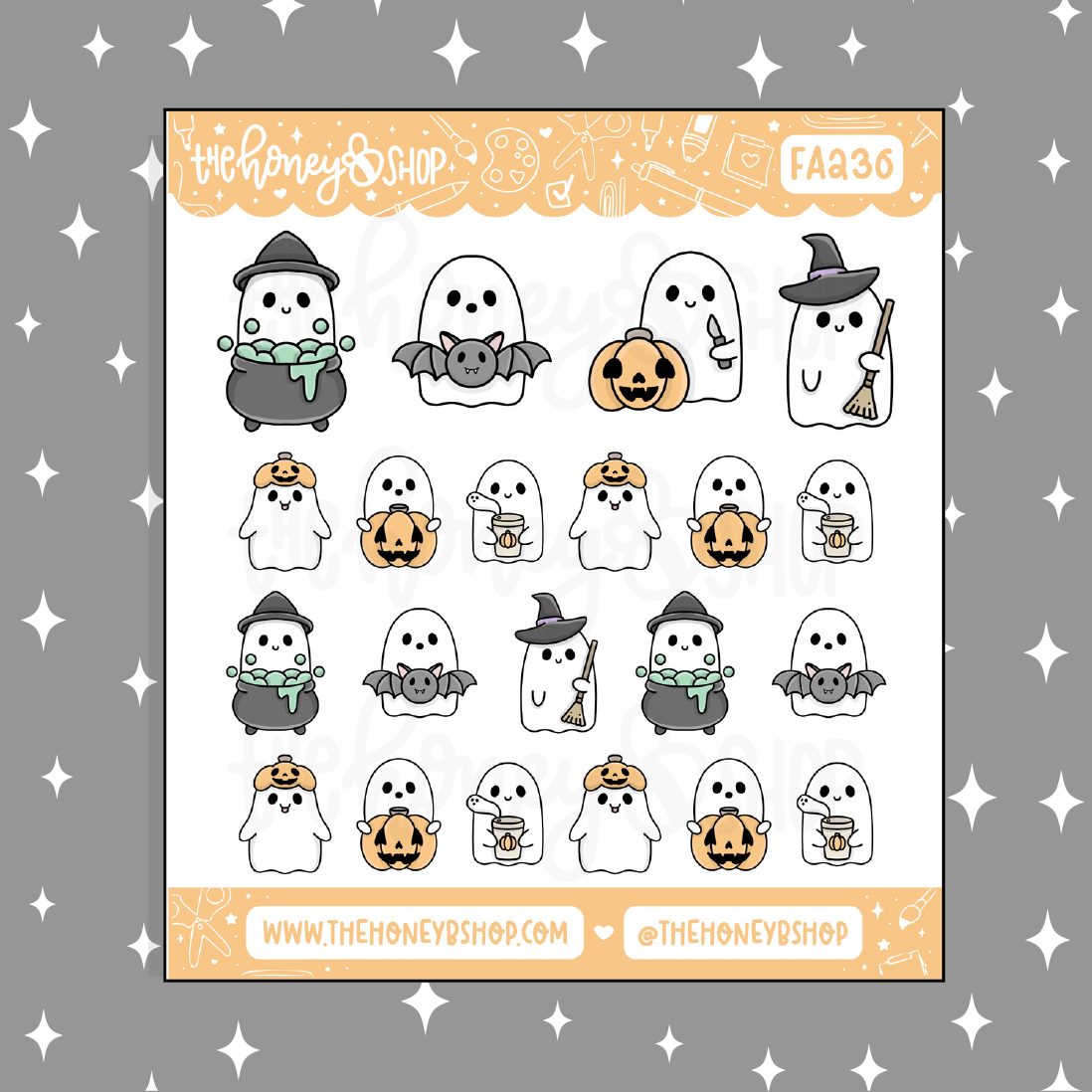 Halloween Ghostie Deco Doodle Sticker