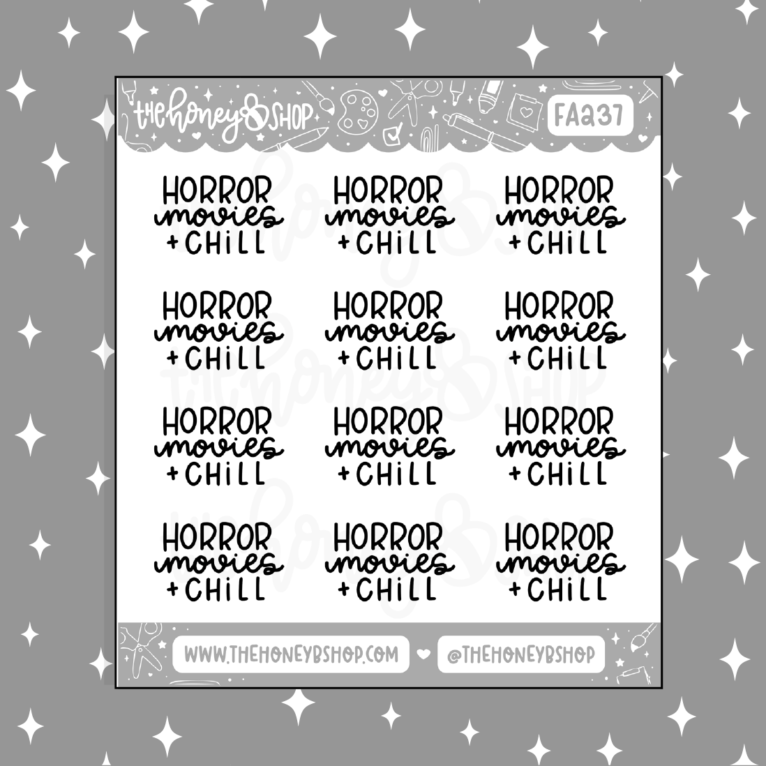 Horror Movies and Chill Lettering Doodle Sticker
