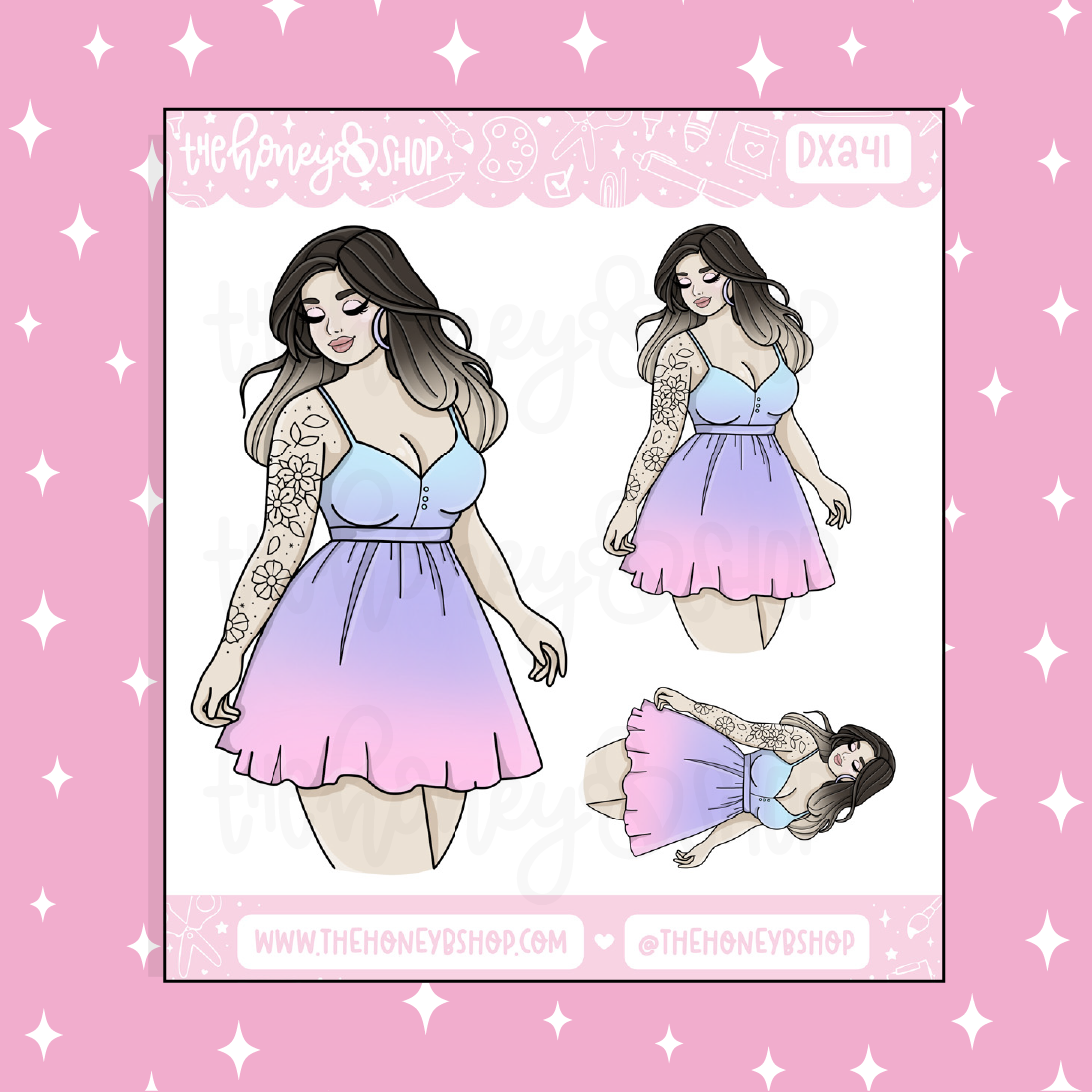 Spring Cotton Candy Babe Doodle Sticker | Choose your Skin Tone!