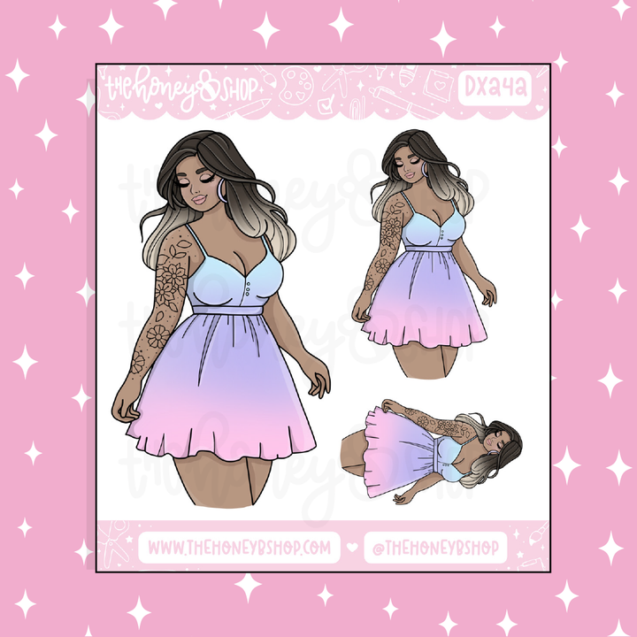 Spring Cotton Candy Babe Doodle Sticker | Choose your Skin Tone!