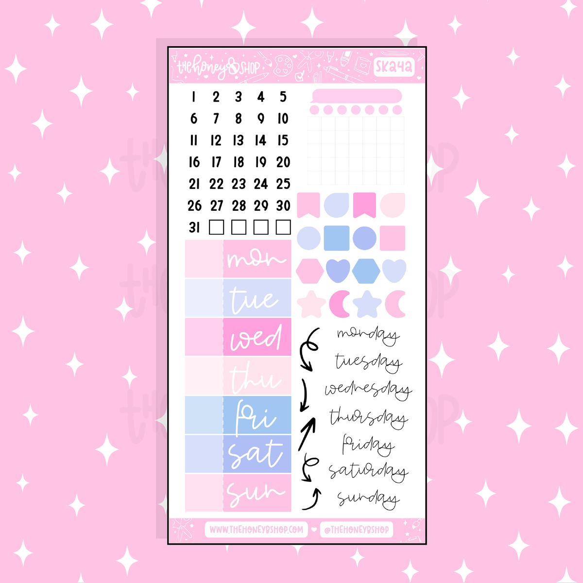 Sakura Days of the Week Doodle Sticker | A La Carte