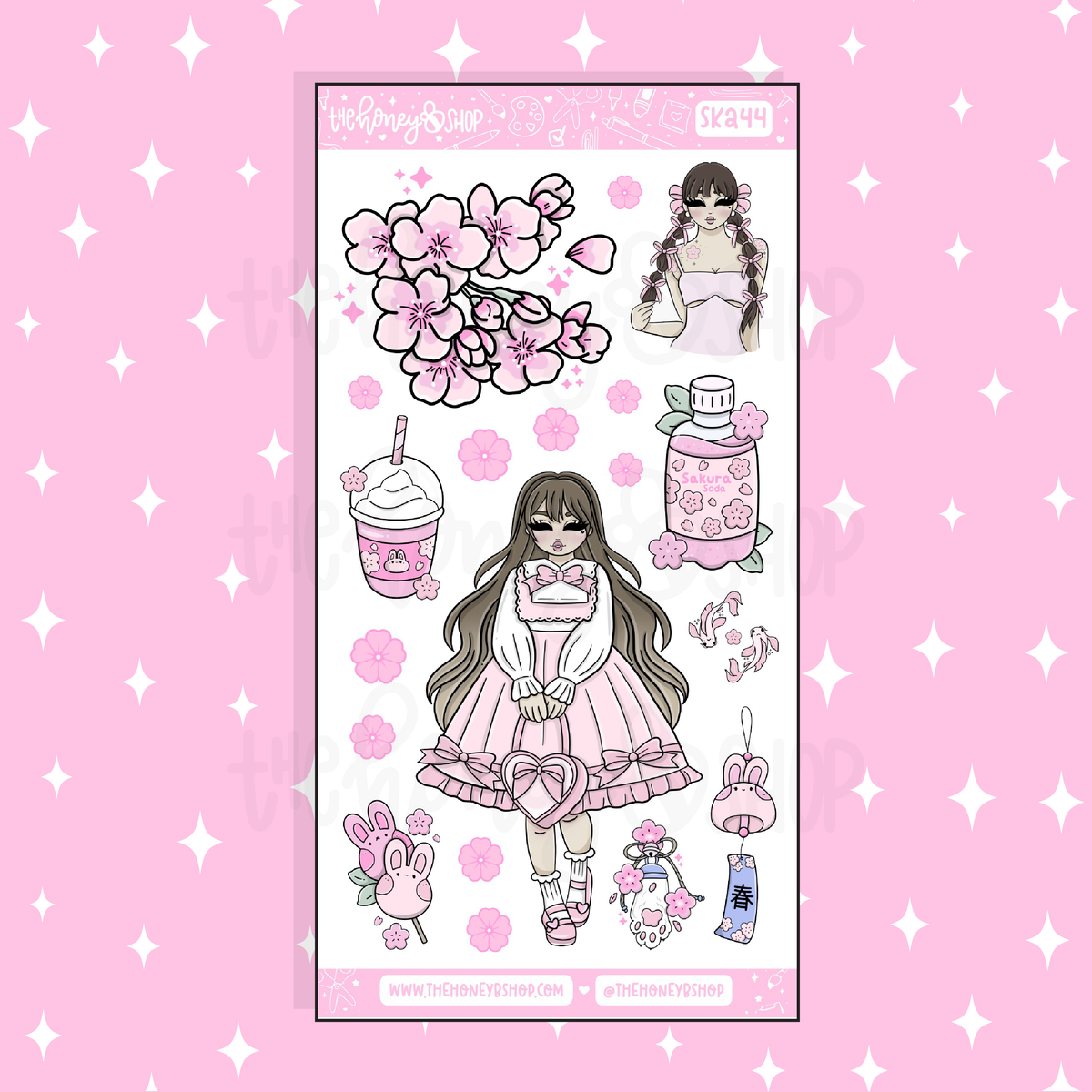 Sakura Large Babe Deco Doodle Sticker | A La Carte | Choose your Skin Tone!