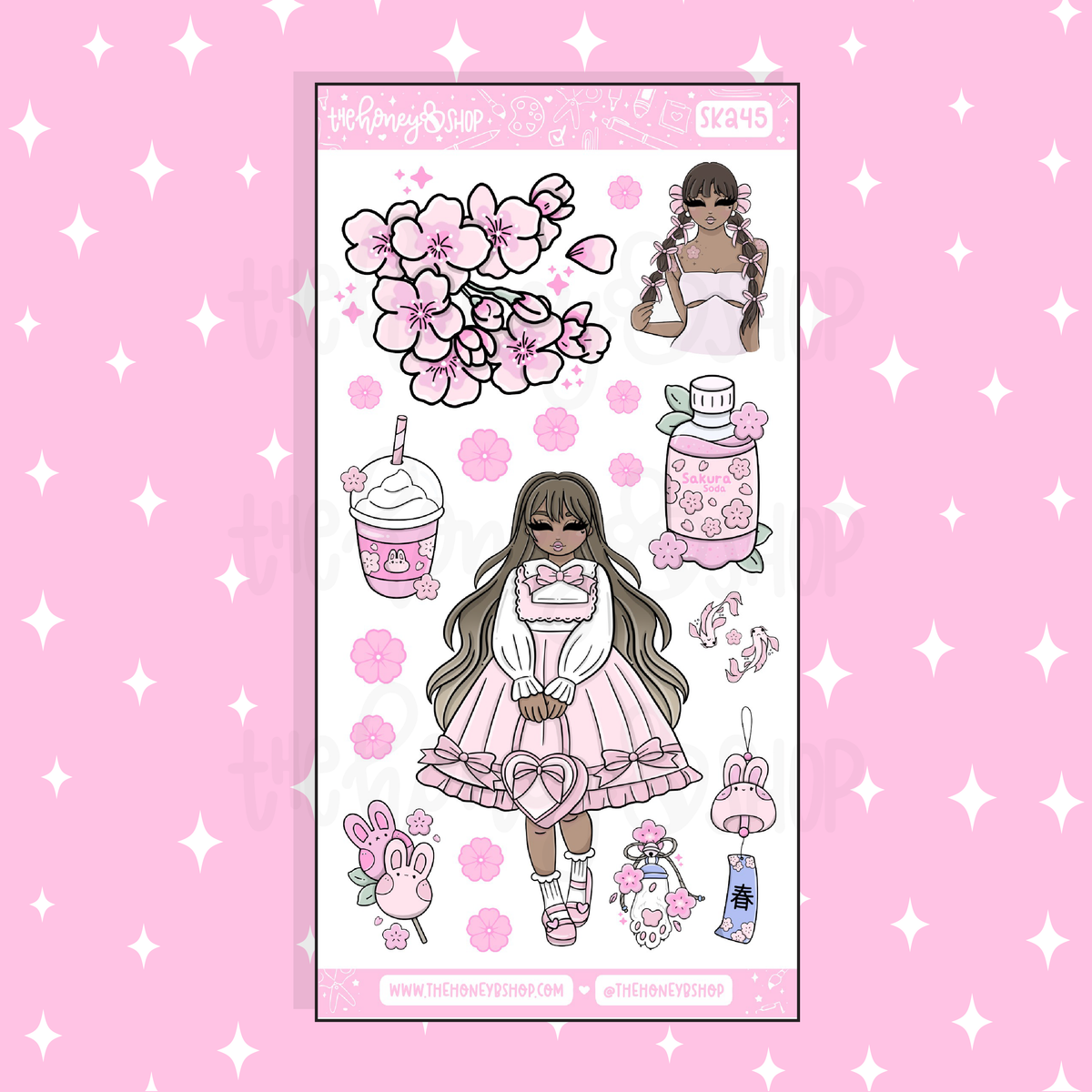 Sakura Large Babe Deco Doodle Sticker | A La Carte | Choose your Skin Tone!