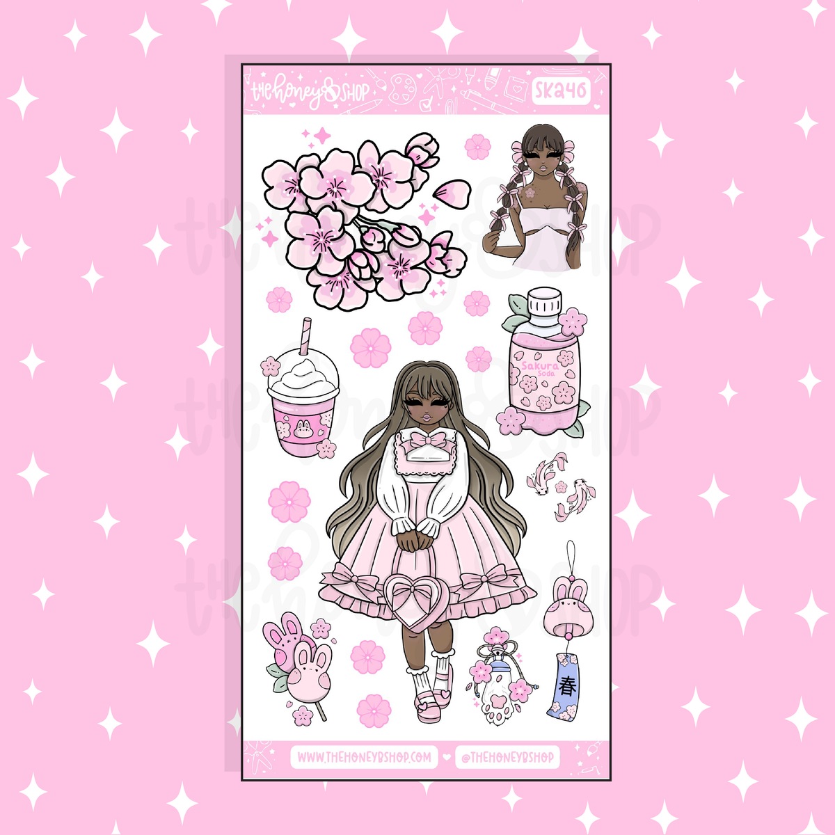 Sakura Large Babe Deco Doodle Sticker | A La Carte | Choose your Skin Tone!