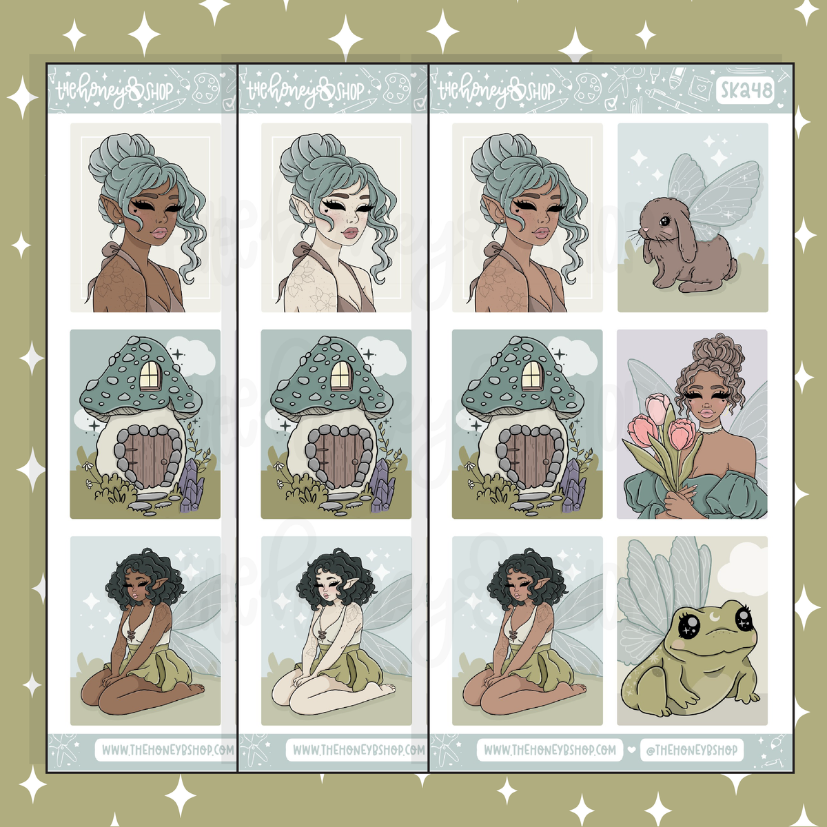Fairycore Full Boxes Doodle Sticker | A La Carte | Choose your Skin Tone