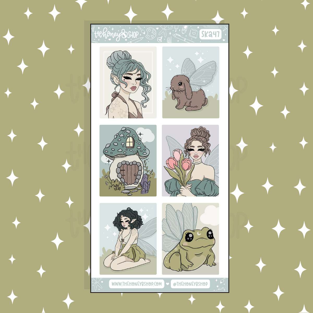 Fairycore Full Boxes Doodle Sticker | A La Carte | Choose your Skin Tone