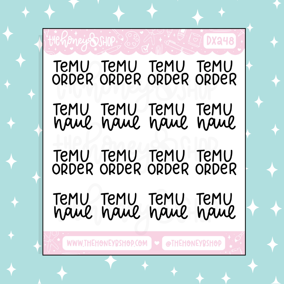 Temu Order / Haul Lettering Doodle Sticker