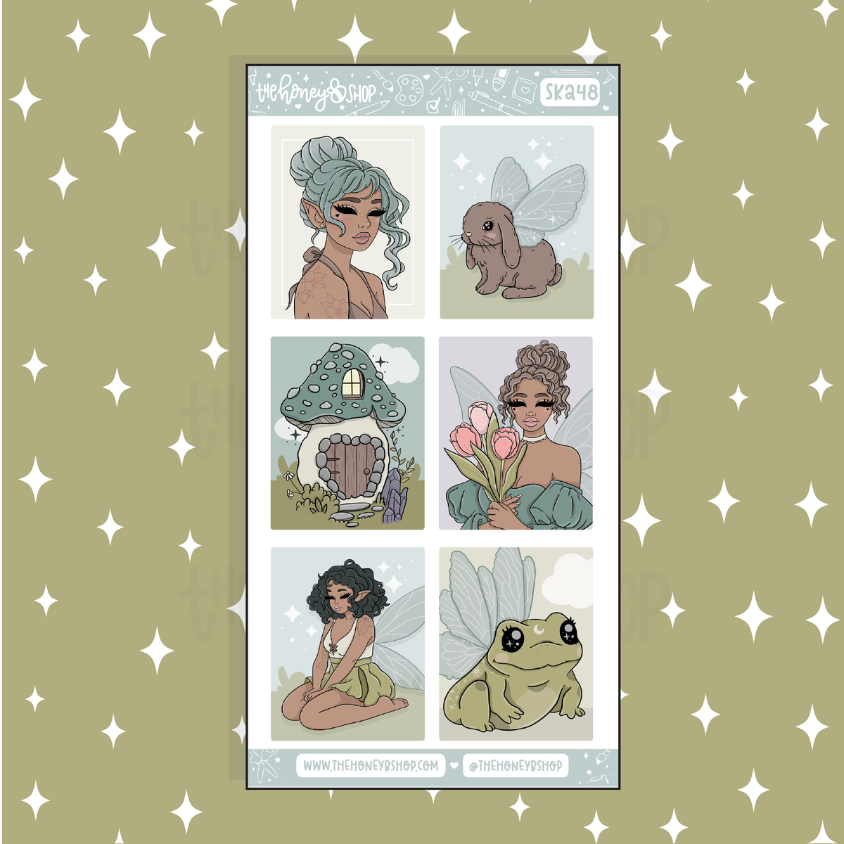 Fairycore Full Boxes Doodle Sticker | A La Carte | Choose your Skin Tone