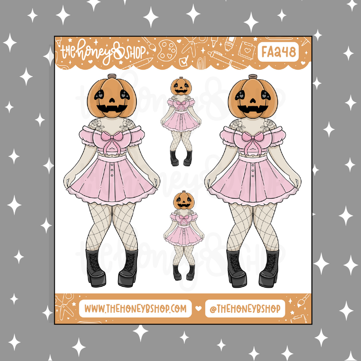 Pumpkin Head Babe Doodle Sticker | Choose your Skin Tone!