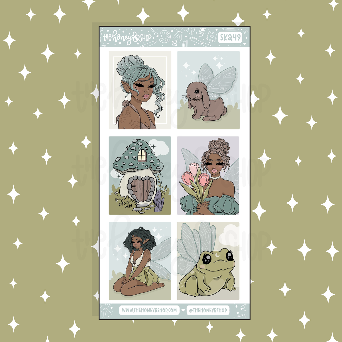 Fairycore Full Boxes Doodle Sticker | A La Carte | Choose your Skin Tone