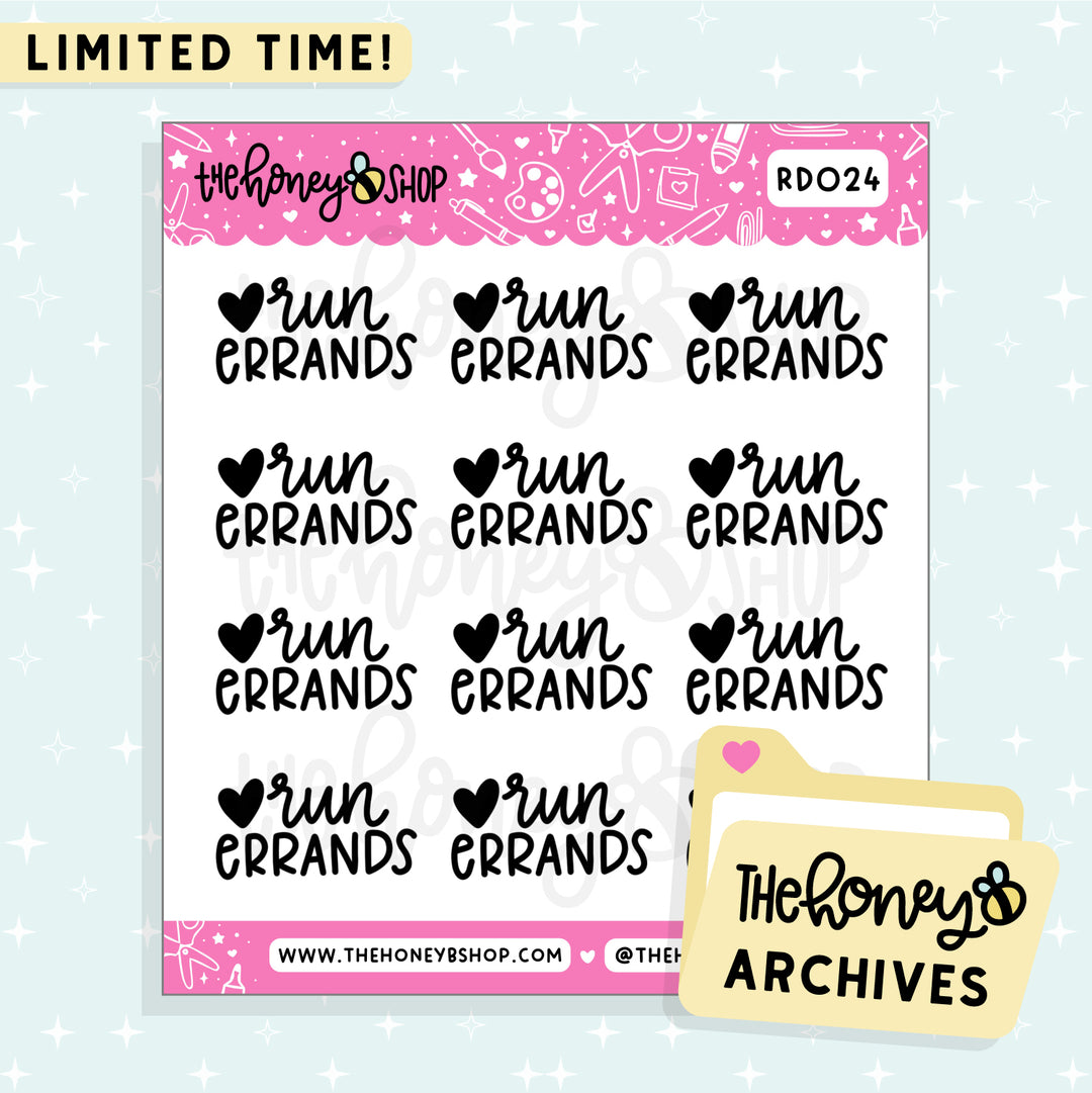Run Errands Doodle Sticker Sheet | TheHoneyB Archive