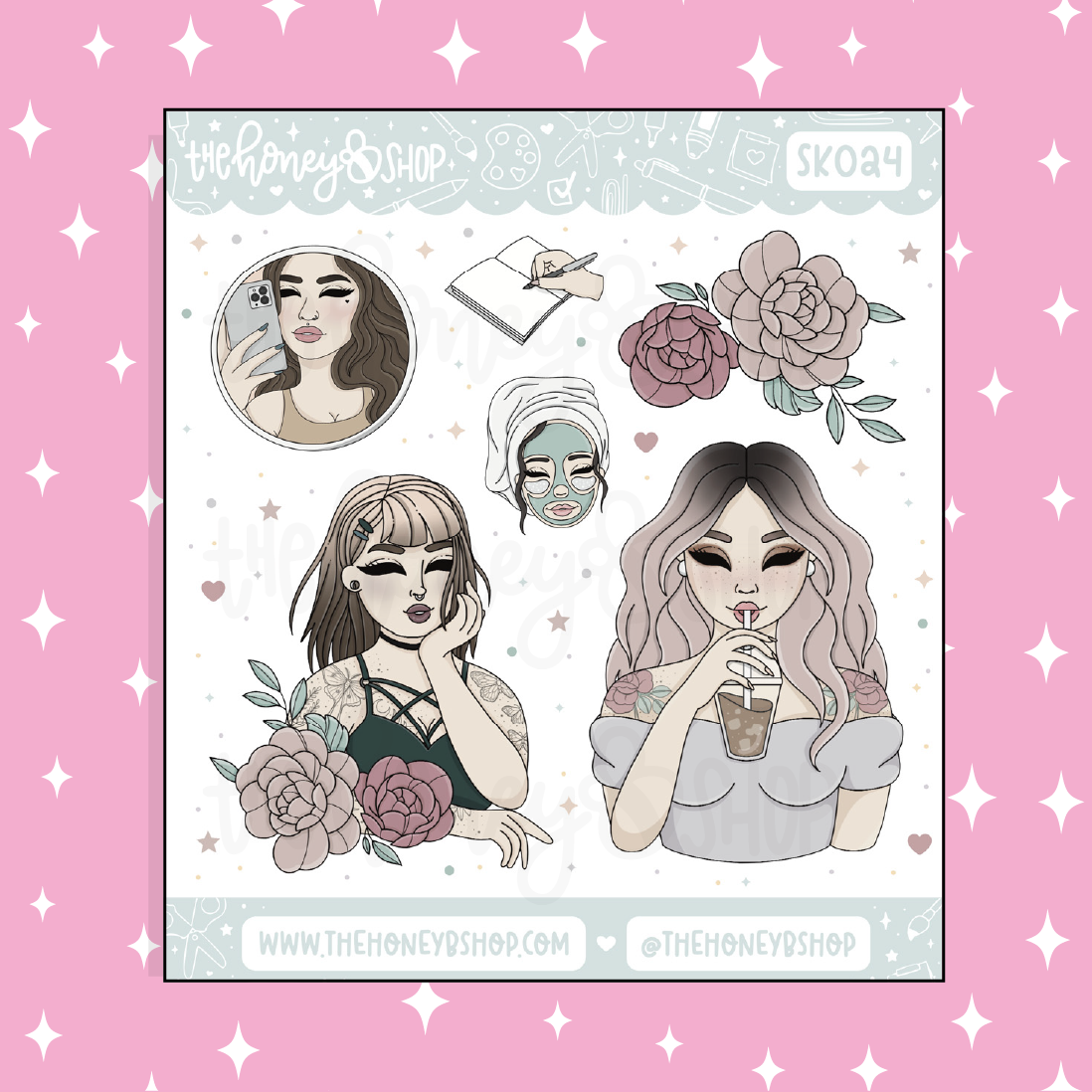 Reset Babe Deco Doodle Sticker | Choose your Skin Tone!