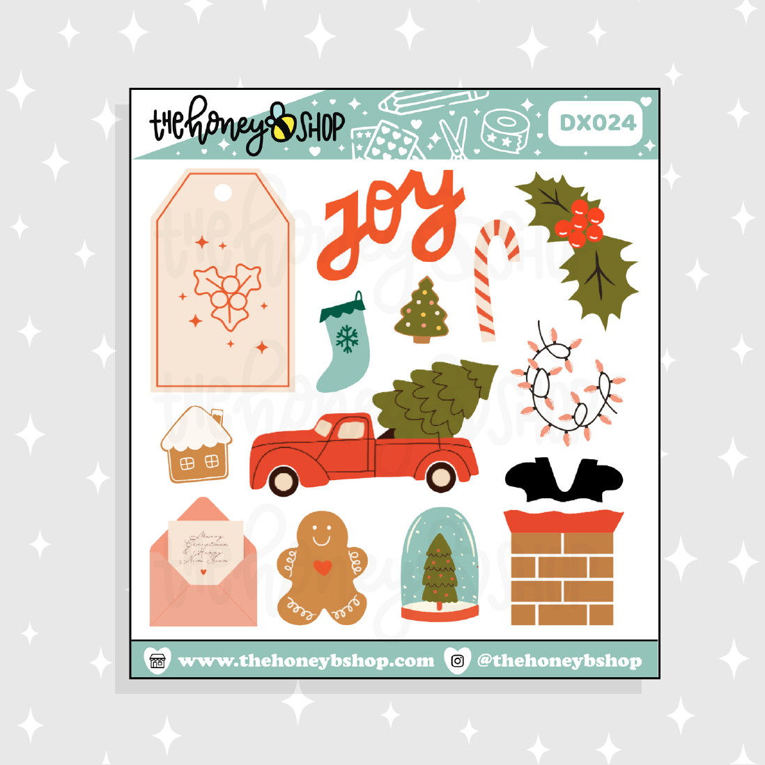 Joy To The World Christmas Deco Doodle Sticker