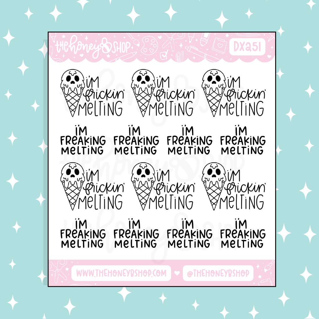 I'm Freaking Melting Lettering Doodle Sticker