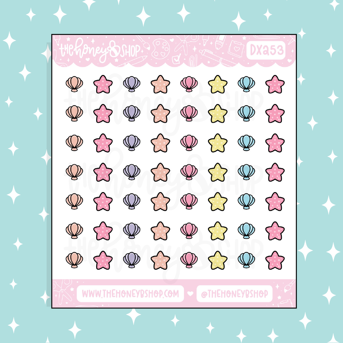 Seashells + Starfish Icon Doodle Sticker