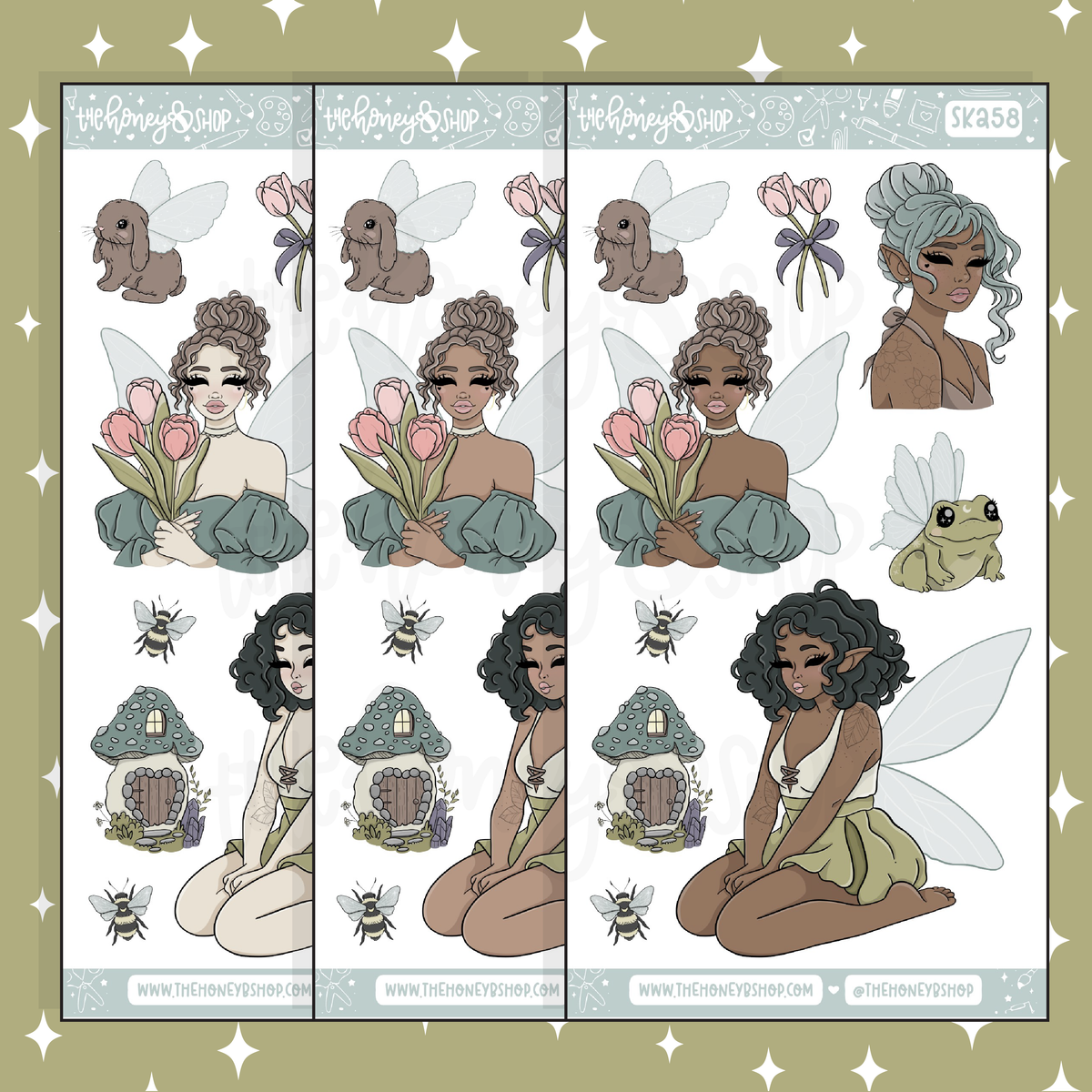 Fairycore Large Babe Deco Doodle Sticker | A La Carte | Choose your Skin Tone!